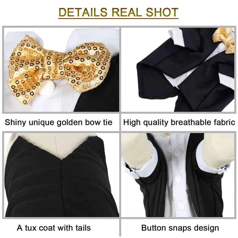 Camisa de esmoquin para perros pequeños, ropa formal para perros, disfraz de boda, traje con pajarita, traje para perros, cumpleaños de mascotas, ropa navideña - imagen 5