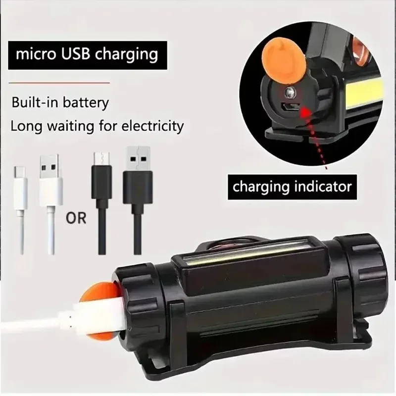Linterna frontal LED COB recargable brillante, linterna frontal USB magnética, herramientas de pesca multifunción para exteriores, luz de doble fuente resistente al agua - imagen 3
