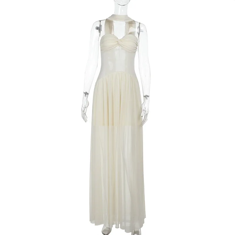 Vestido premamá de tul blanco para sesión de fotos y baby shower - imagen 4