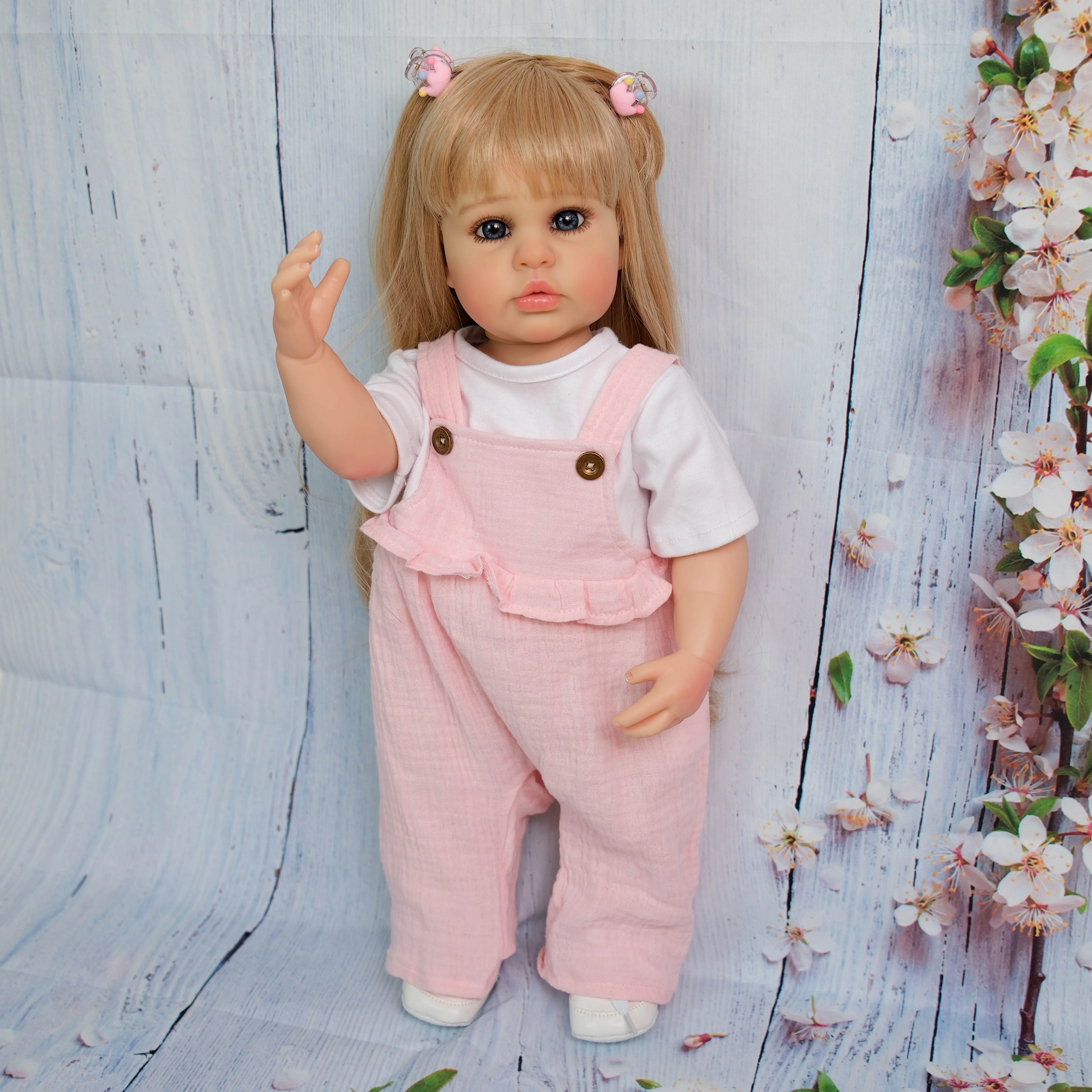 NPK 22 ''hecho a mano de cuerpo completo vinilo Reborn niño princesa Ellie con patas de pie pintura a mano muñeca de arte realista coleccionable - imagen 4