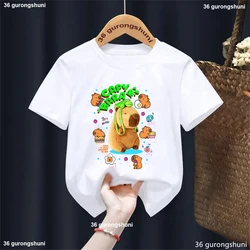 Camiseta infantil con capibara adorable – Estampado manga corta para niños