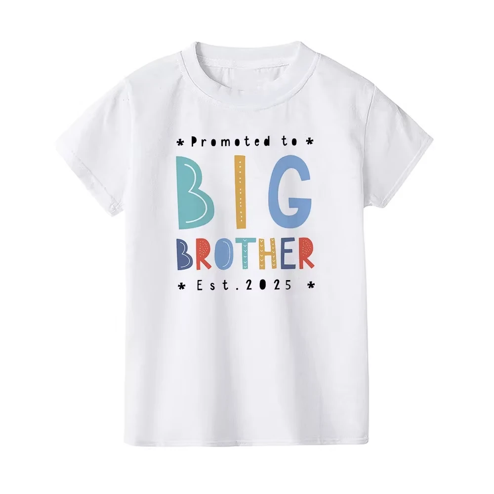 Camiseta a juego con letras impresas Big Bro Little Sis para niños, cuello redondo, Mono para bebé - imagen 2