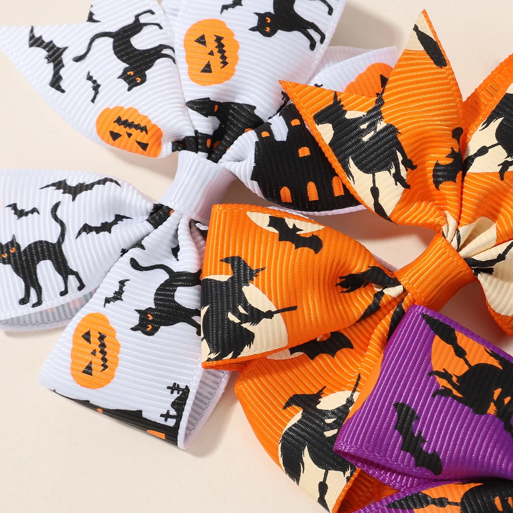 Lazos pelo Halloween niños – Horquillas y pinzas calabaza, bruja y gato
