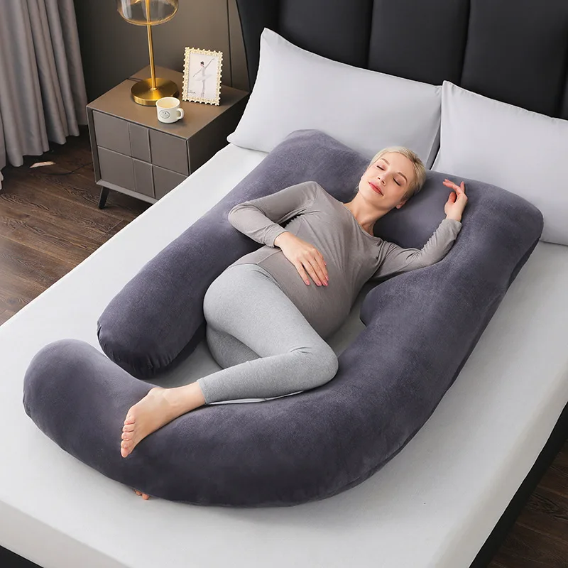 Almohada de embarazo, almohada en forma de J para mujeres embarazadas, almohada de maternidad multifuncional, cojín de maternidad para dormir lateral lavable