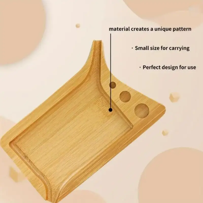 Bandeja rodante de tabaco y hierba de madera de bambú con herramientas de embudo, conos de cargador, Mini bandejas rodantes de madera multiusos, accesorios para fumar - imagen 5