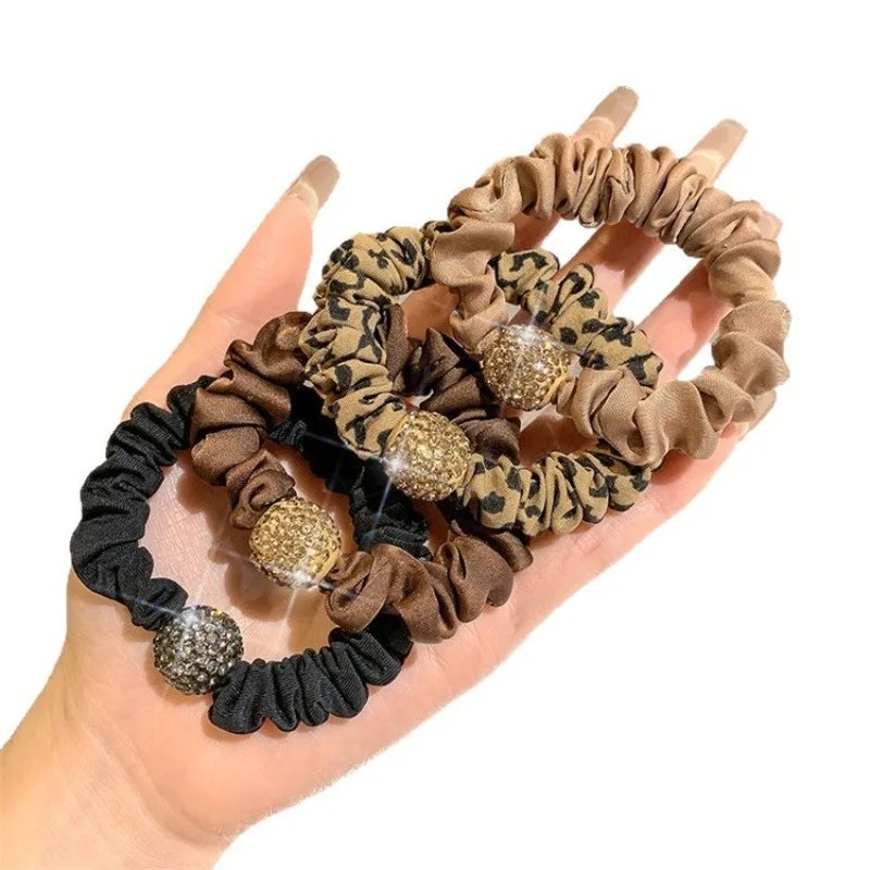 Anillos para el cabello de intestino delgado con diamantes de imitación de estilo coreano, gomas para el cabello de alta elasticidad para mujer, lazos para el cabello con diamantes de imitación de lujo. - imagen 4