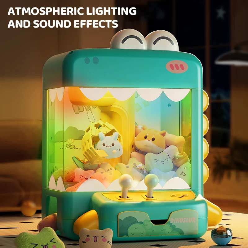 Máquinas de garras de dibujos animados, máquina de muñecas de animales, juego de garra, juguete para atrapar, Mini máquina de garra, máquina de juego de muñecas con Clip y luz de sonido - imagen 4