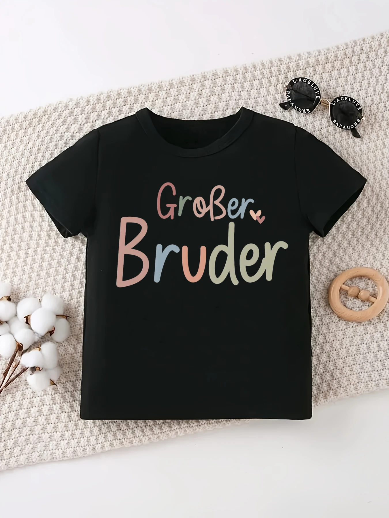 Camiseta retro alemana con corazón de hermano mayor y pequeño - imagen 4