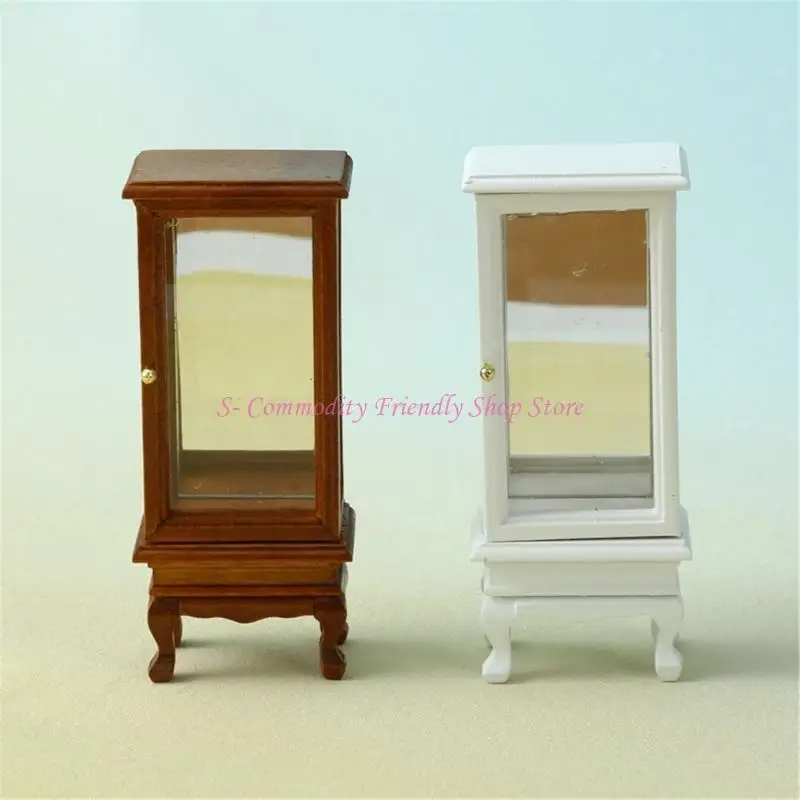 85ae 1/12 Gabinete exhibición puertas vidrio muebles en miniatura para decoraciones casas casas muñecas