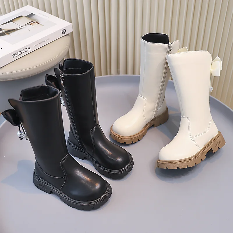 2025 hasta la rodilla formas frescas zapatos para niños botas para niños moda Otoño Invierno zapatos altos para estudiantes zapatillas de deporte para niñas con lazo