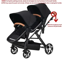 Cochecito gemelar plegable en configuración lado a lado