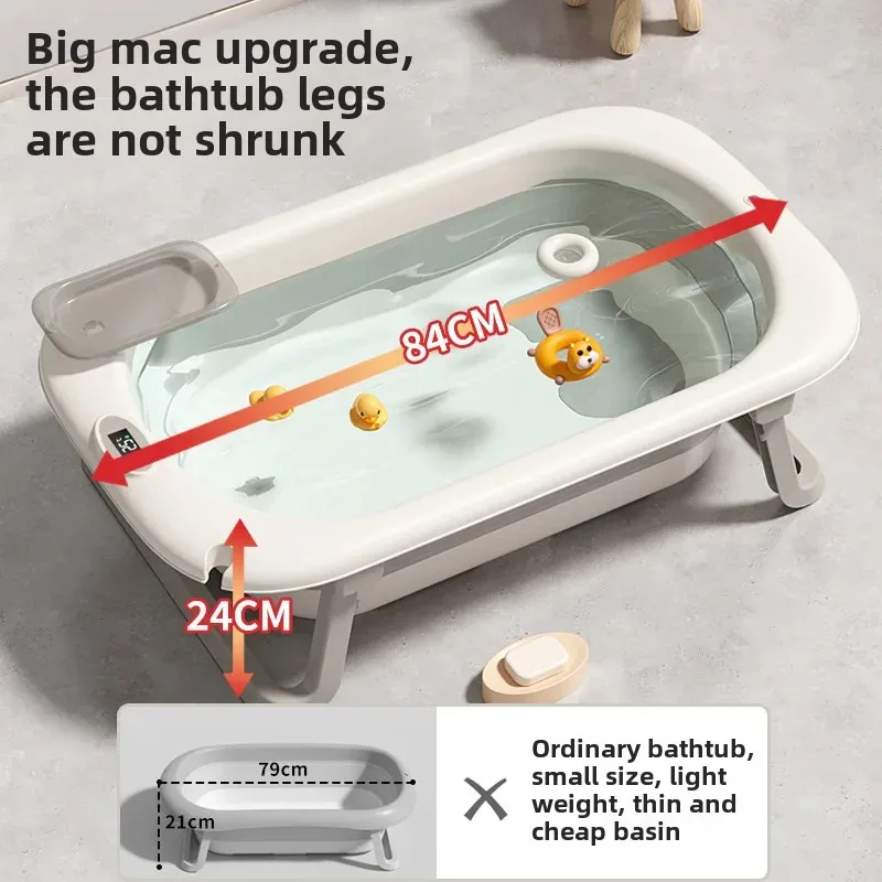 Un conjunto de lavabo de ducha para bebé recién nacido sentado y tumbado, lavabo de ducha para niños, bañera de bebé cálida plegable, antideslizante agrandada - imagen 3