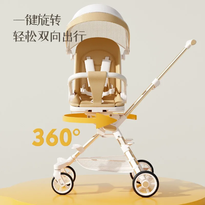 El cochecito de bebé puede sentarse, acostarse, plegable, caminar con paisaje alto para bebé, cochecito ligero - imagen 3