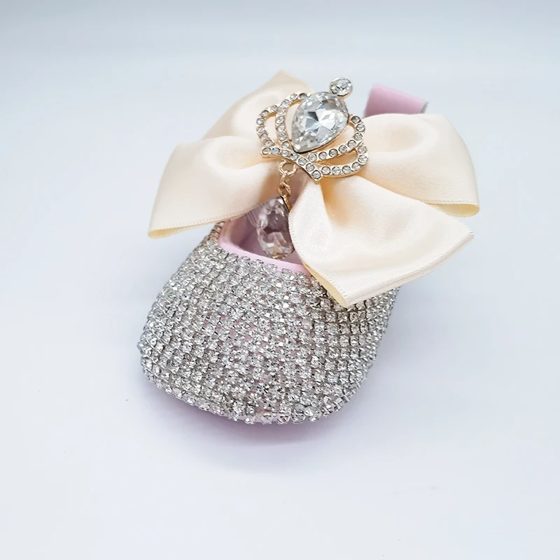 Corona de joyería de lujo para niña, zapatos de cuna Bella de 0 a 1 año con diadema a juego, nombre personalizado, regalo para recién nacido - imagen 2