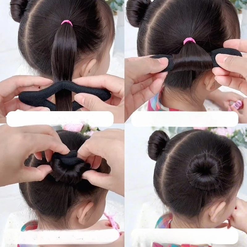 Herramientas de peinado para el cabello con giro francés, peluca, Donuts, bandas para la cabeza, bola, dulce plato, diademas, accesorios mágicos coreanos para el cabello para niños - imagen 3