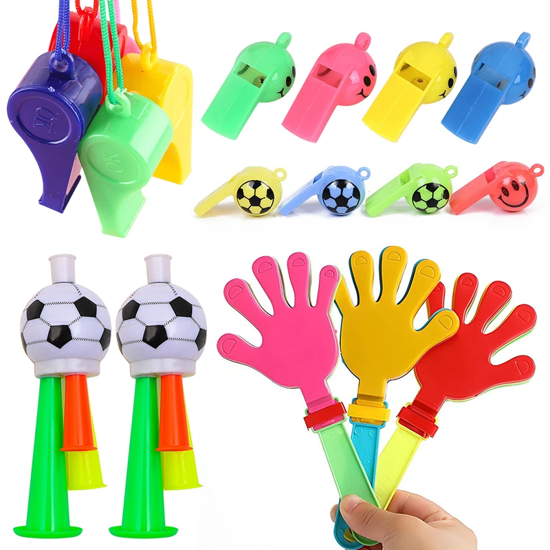 Cheer Up Prop fútbol cara sonriente estilo silbatos fútbol cuerno colorido Cheerleading palma deporte juego animando fiesta suministro ZYF