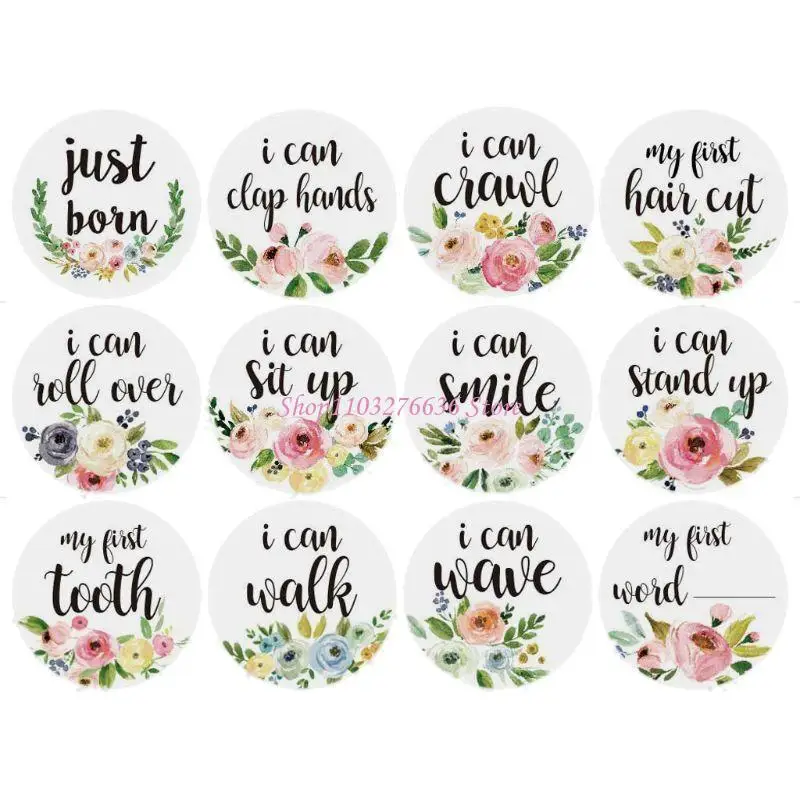 R6FD 12 unids/set pegatina mes fotografía bebé hito conmemorativo mensual niño recién nacido - imagen 4