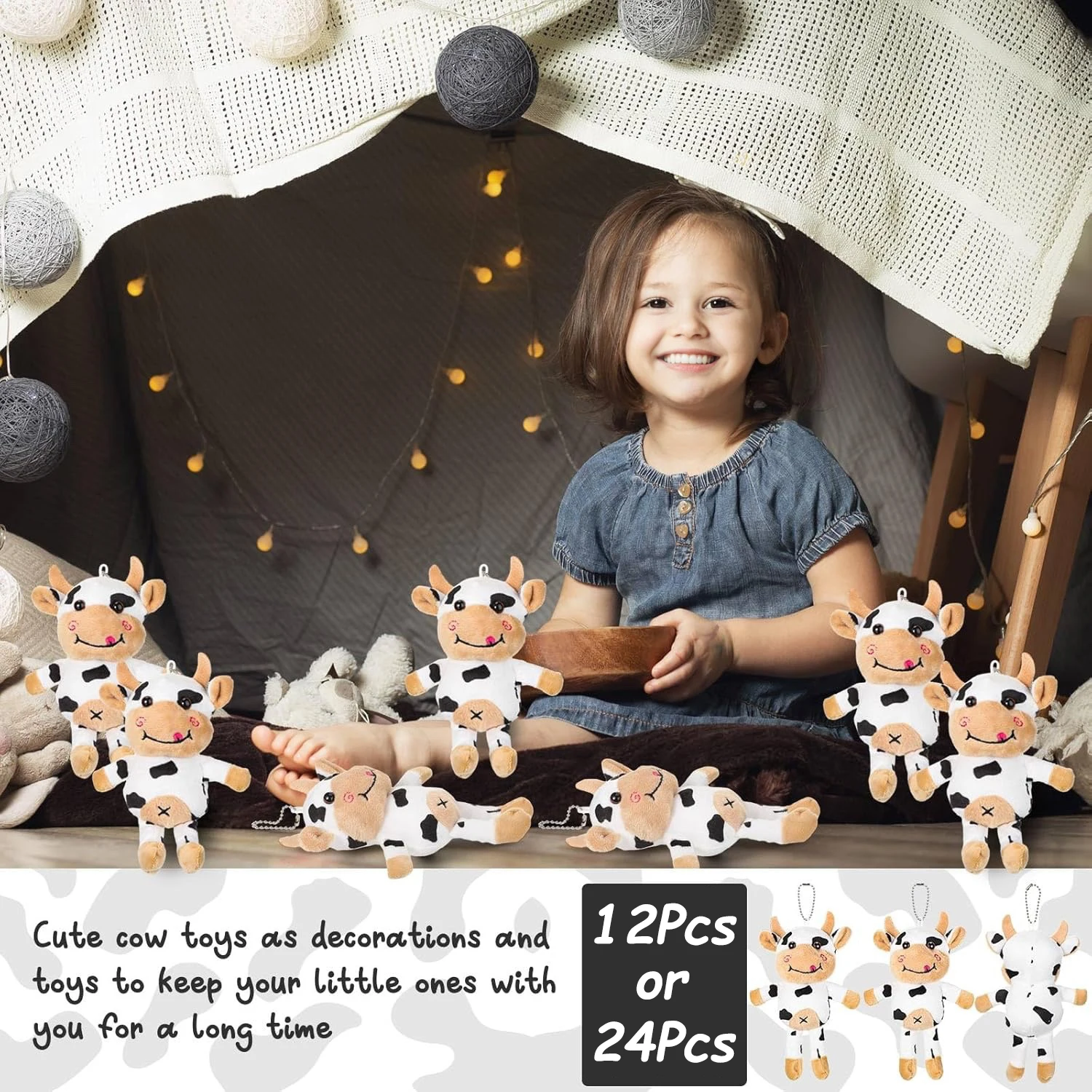 Llavero de peluche con forma de vaca – Ideal para niños y bebés - imagen 4