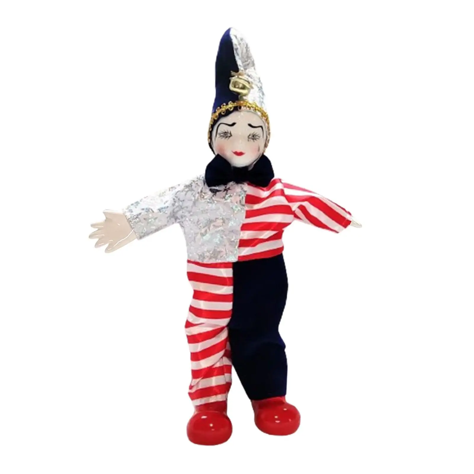 Porcelain Clown Doll Home Display Funny 9.84'' Valentine Day Gift for Kids Harlequin Doll for Party Favor Festival Arts Crafts