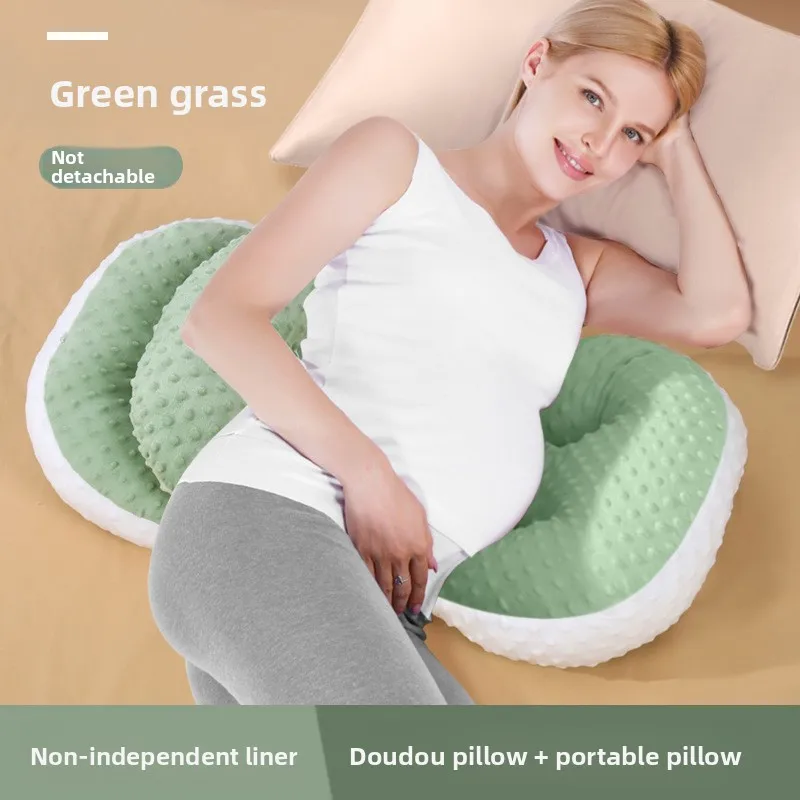 Almohada de apoyo para el embarazo, cojín de maternidad para dormir lateral con soporte para la cintura y el vientre, tela de terciopelo de frijol suave, anticolapso - imagen 2