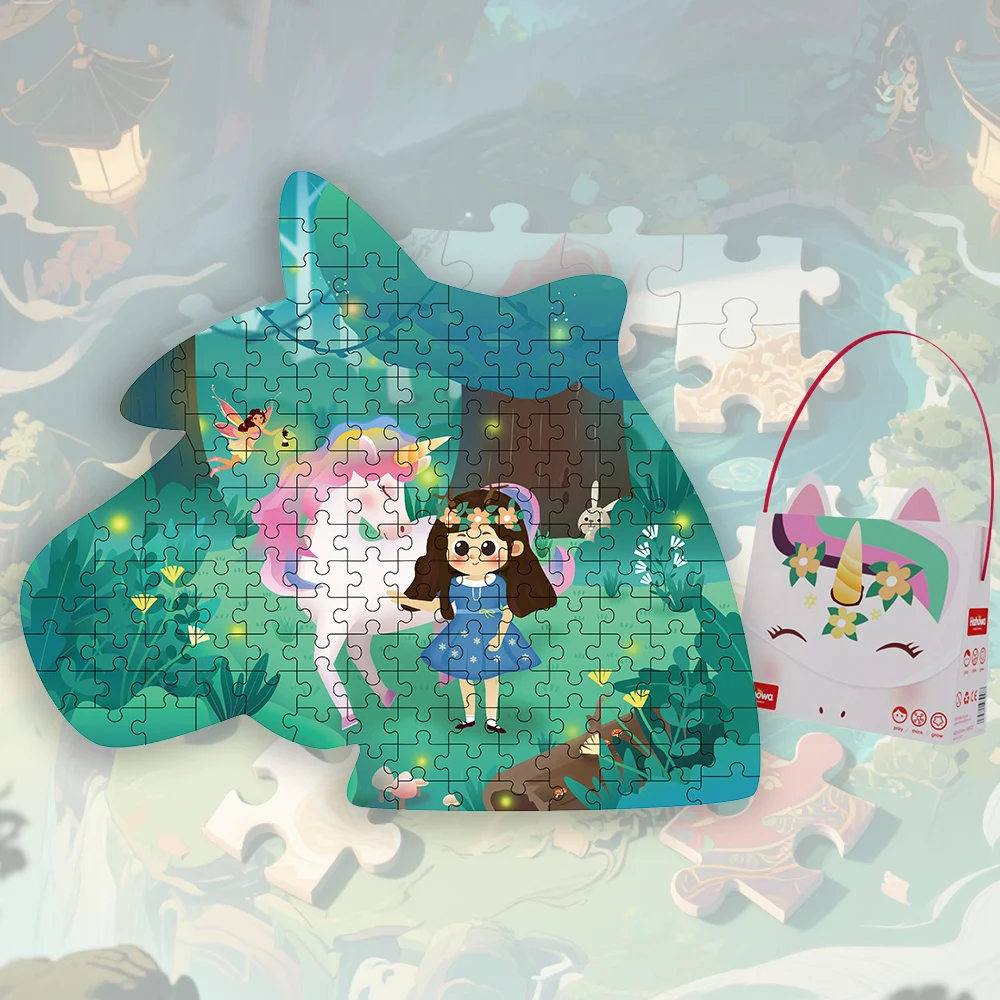 Rompecabezas de unicornio de dibujos animados para niñas, rompecabezas de princesa Diy, rompecabezas de animales irregulares para niños, juegos educativos, juguetes, regalos de navidad para niños