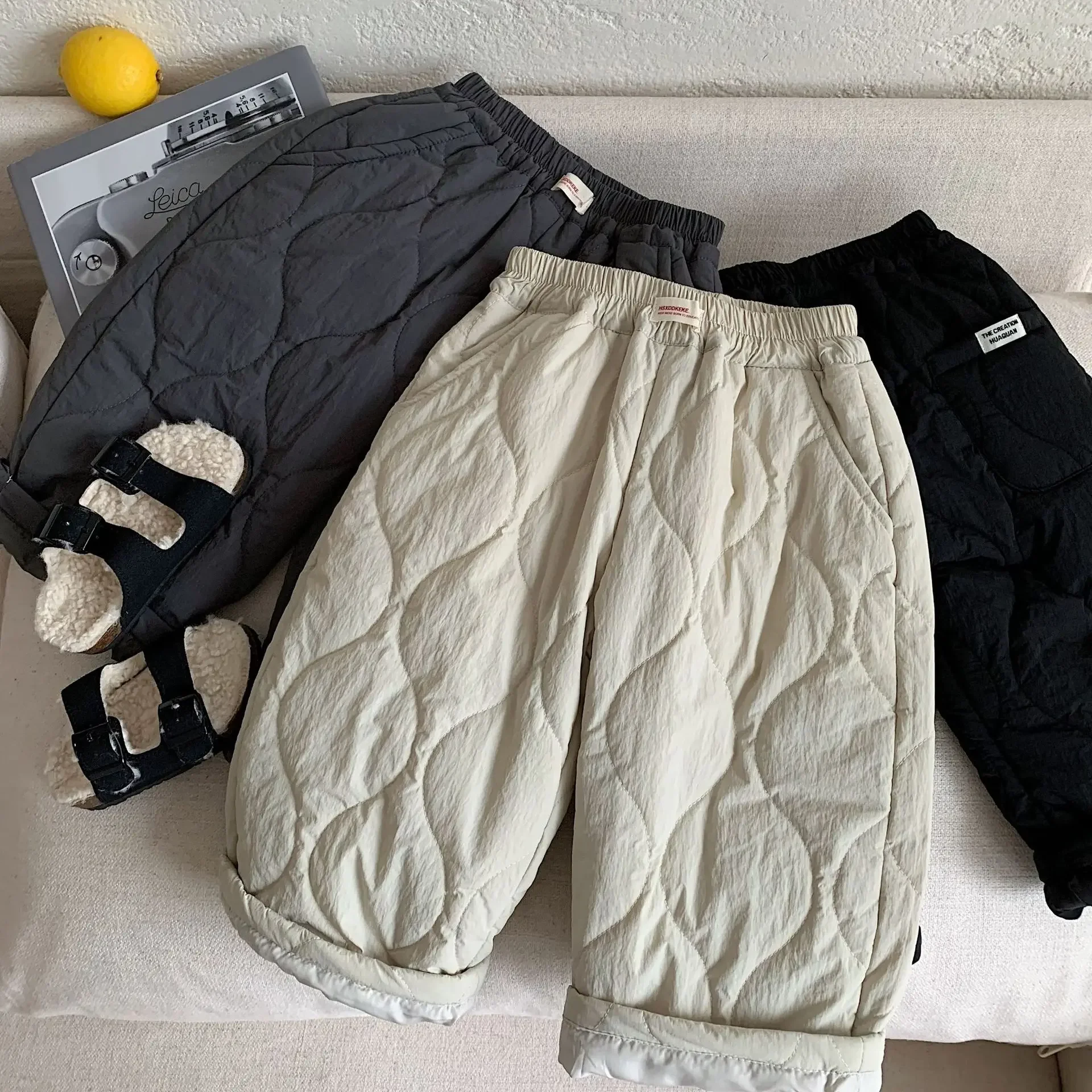 Pantalones para niños de 2 a 7 años, pantalones gruesos de lana para niños, pantalones holgados con forro cálido para niños, prendas de vestir exteriores para niños