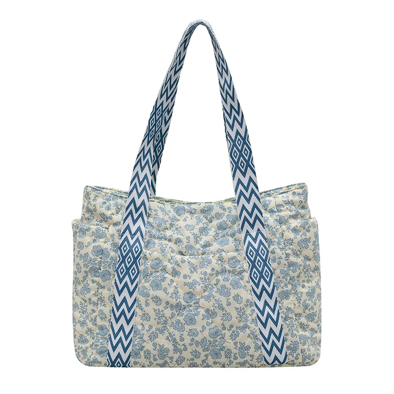 Bolsa de pañales para bebés Retro estética de nailon para mujer, bolsa de almacenamiento de cosas para recién nacidos, sencilla, a la moda, Jacquard Floral, bolsa para exteriores - imagen 5