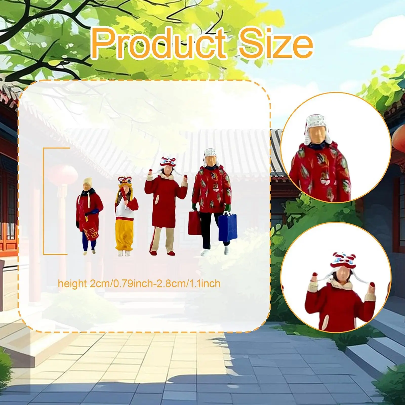 4x 1:64 Scale Diorama Family Figures Creative New Year Characters Miniatures 4x 1:64 Scale Diorama Family Figures Creative New Year Characters Miniatures