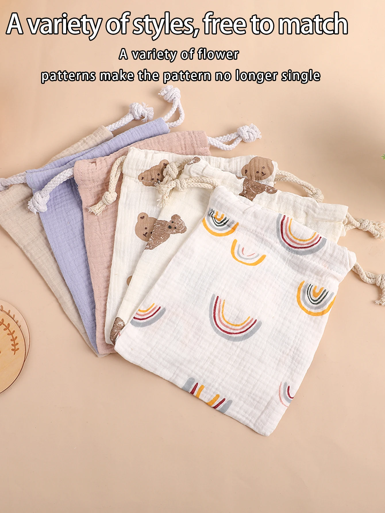 Bolsas de algodón para bebé, apiladores de pañales con cuerda, bolsa para pañales, organizador Caddy para monedas, juguetes de dulces, accesorios esenciales para bebés - imagen 2