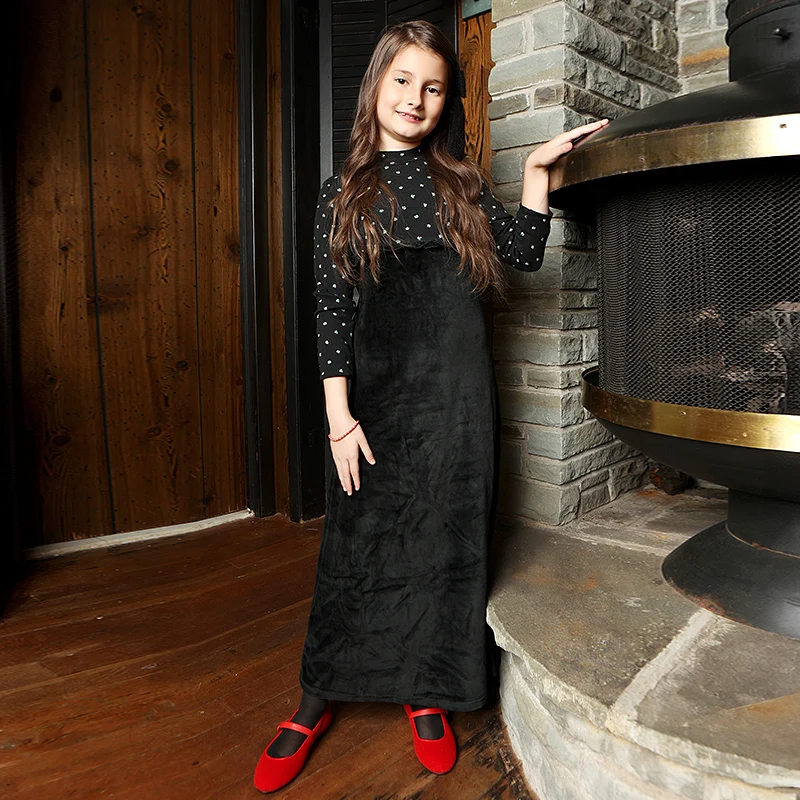 AA-bata acanalada de terciopelo y otoño e invierno para niños y niñas, ropa a juego para la familia, mameluco para bebé, camisón para niña con estampado floral acanalado - imagen 3