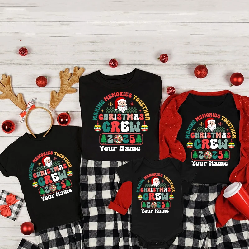 Equipo de Navidad personalizado, camisetas familiares con nombre personalizado, camiseta a juego