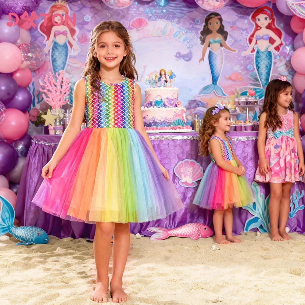 DXTON vestido de verano sin mangas para niñas estilo princesa - imagen 3