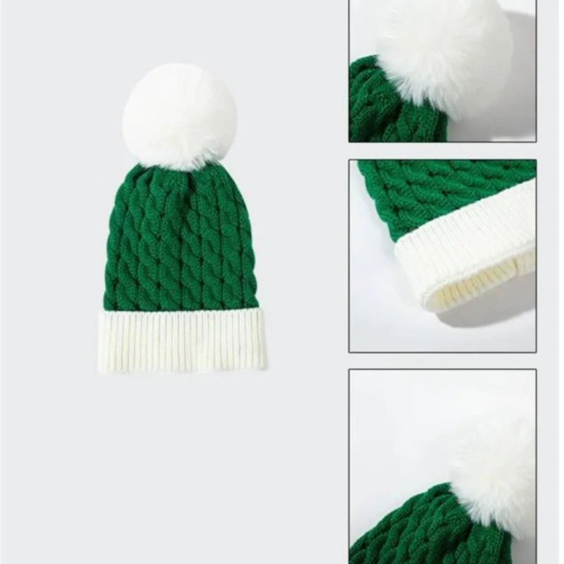 Gorro de punto navideño para niños: diseño festivo de corona con pompón, cálido gorro de invierno para temporada navideña de niños y niñas. - imagen 2