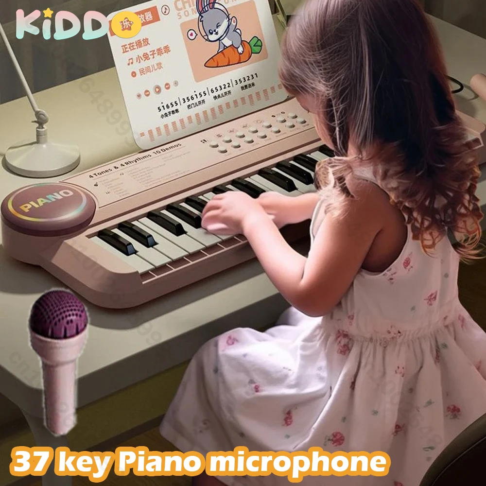 Teclado de Piano de 37 teclas para niños, micrófono electrónico, juguete educativo portátil, instrumento Musical, órgano, regalo de cumpleaños para edades tempranas