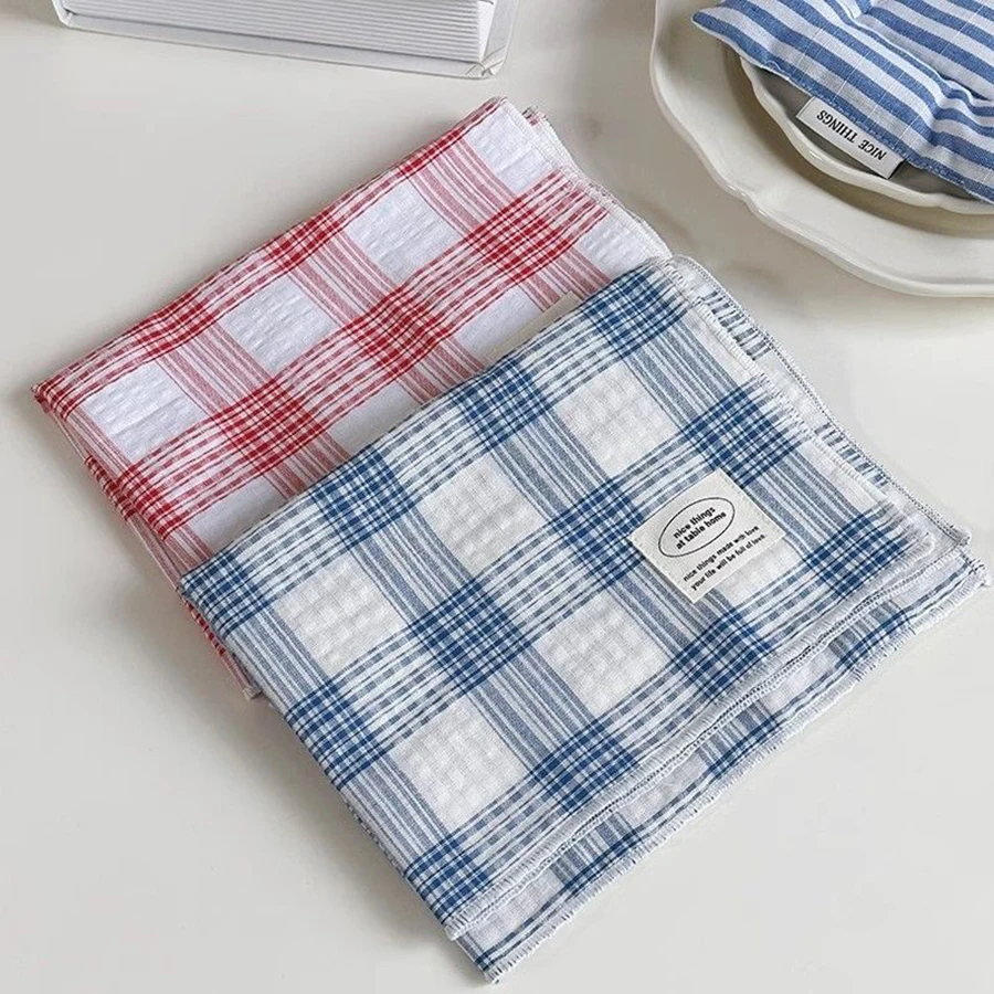 Mantel individual a cuadros azul retro coreano para bebés – Aislante - imagen 4