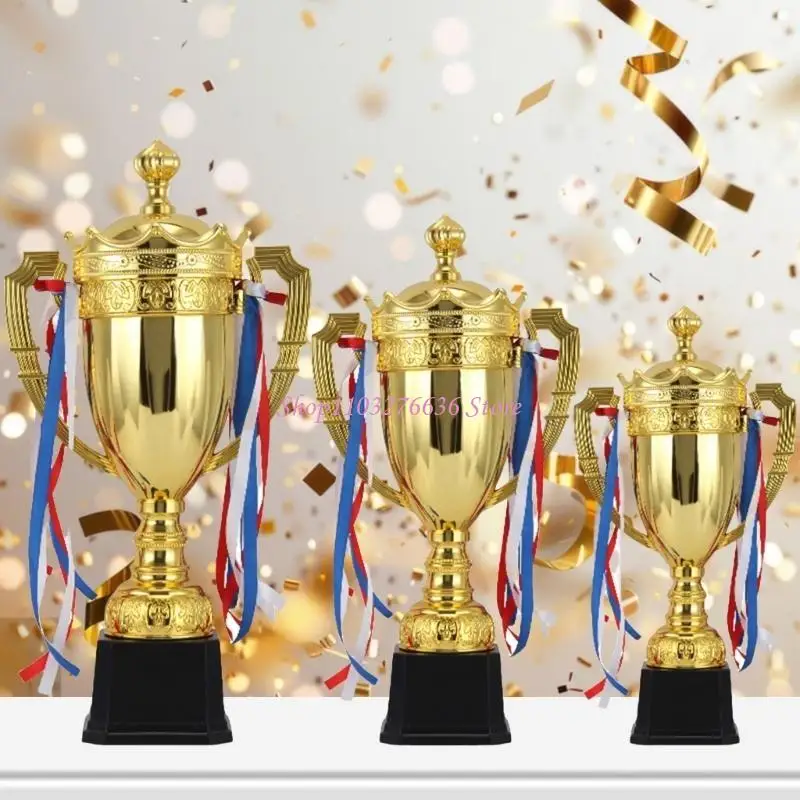 R6FD Sturdy Stile inoxid acero Sports Award Copa con cintas portátiles para competiciones escolares y decoración del hogar - imagen 4