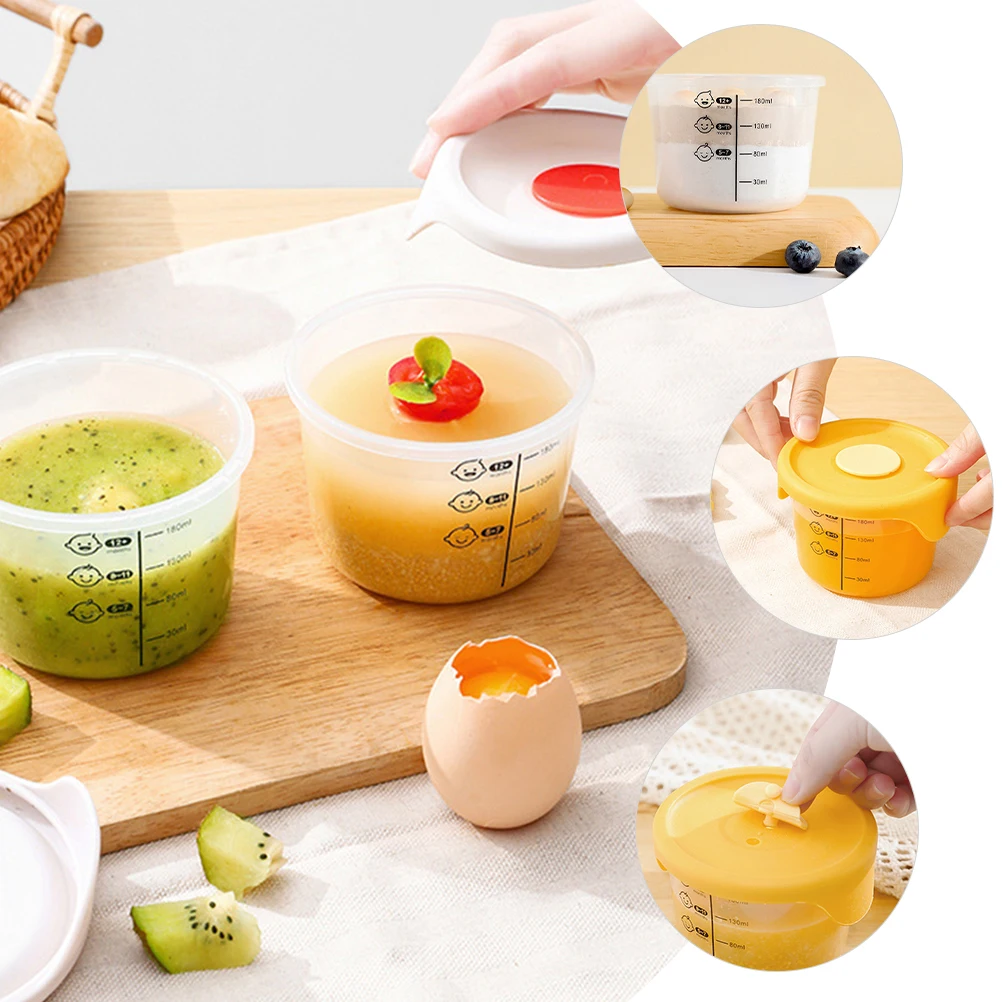Contenedores de comida para bebés, cajas de almacenamiento de alimentación complementaria de calidad alimentaria, a prueba de fugas con marca de medición, apto para congelador de microondas, 2 uds.