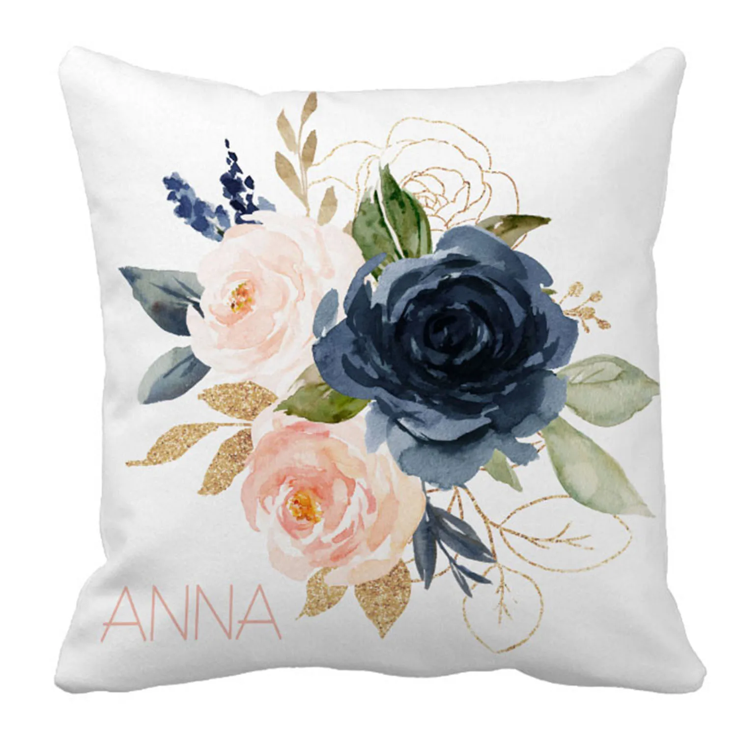 LVYZIHO-juego de sábanas para cuna de bebé, ropa de cama con nombre personalizado, color azul marino, rubor, rosa, acuarela - imagen 4