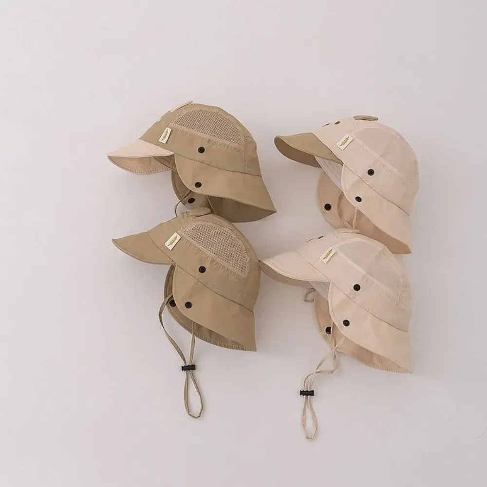 Nuevo sombrero de verano con orejas de oso de dibujos animados, gorra bordada de secado rápido para el sol, protección transpirable para el cuello, sombrero de pescador para niños y niñas - imagen 5