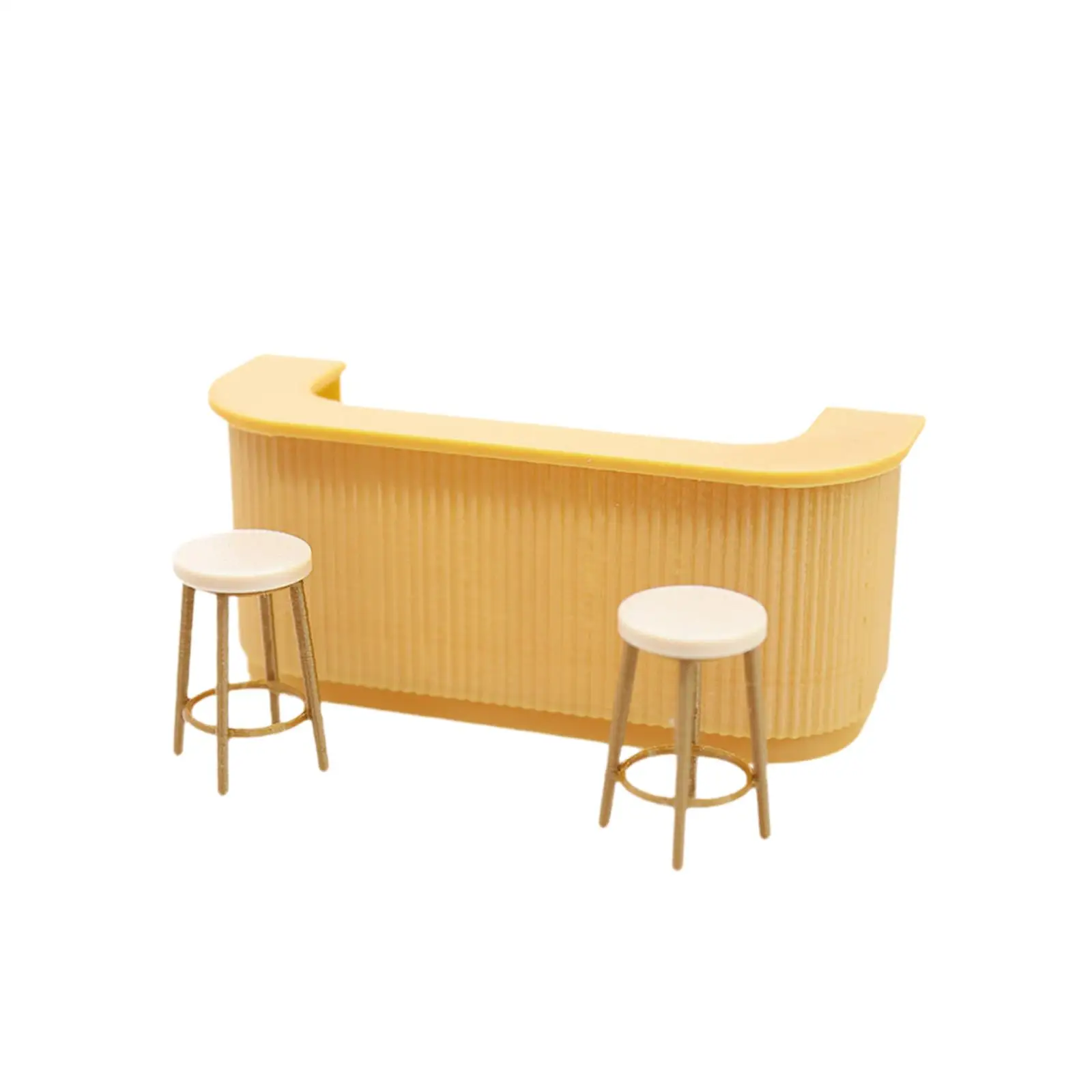 1/12 Dollhouse Miniature Bar Counter High Stools Set DIY Set Role Play Games Doll Accessories Dollhouse Furniture for Girls Kids