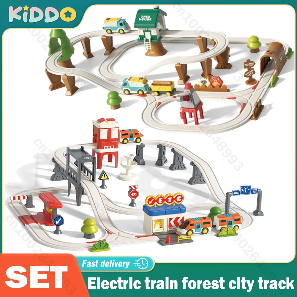 Pista de tren, juguetes de tren eléctrico, juego magnético, locomotora de coche eléctrico, montaje fundido a presión, pistas de ferrocarril intercambiables para niños, regalos