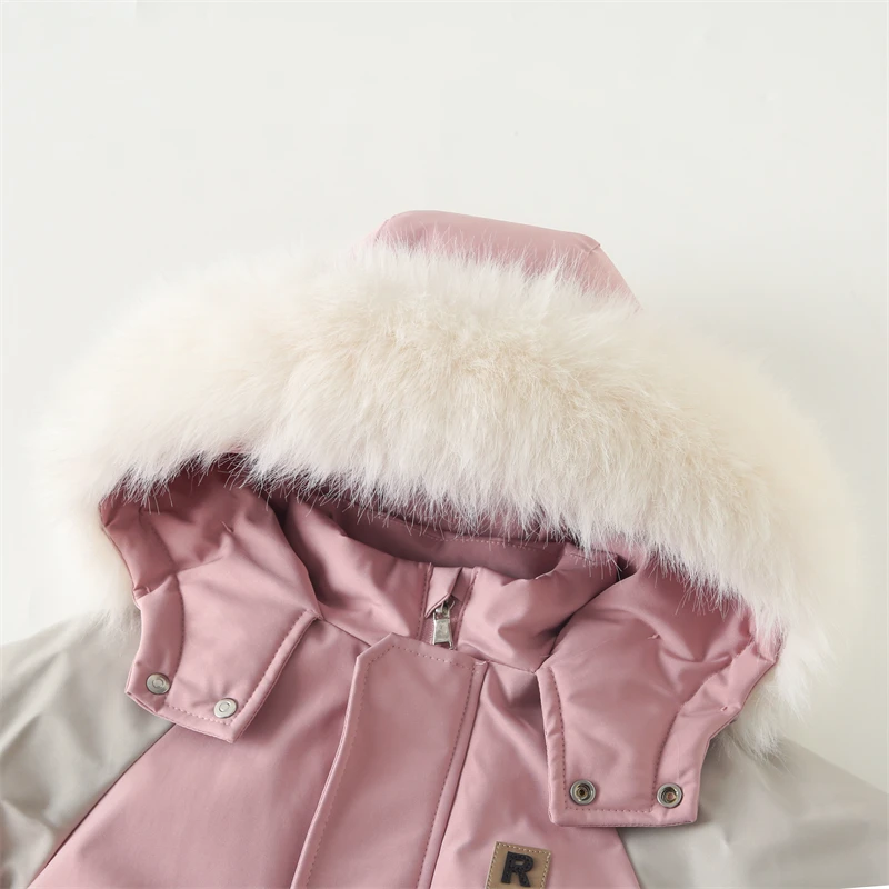 Abrigo de invierno para niños, nueva moda, mono para bebé, traje de esquí cálido para niños, conjunto de ropa impermeable con capucha para bebé de 1 a 5 años - imagen 3