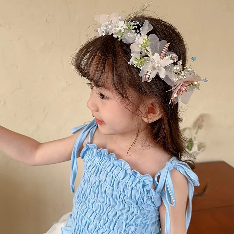 Corona para niños, tocado, corona de princesa, diadema de Súper Hada, flor para niña, accesorios para el cabello de flores para boda, horquilla - imagen 3