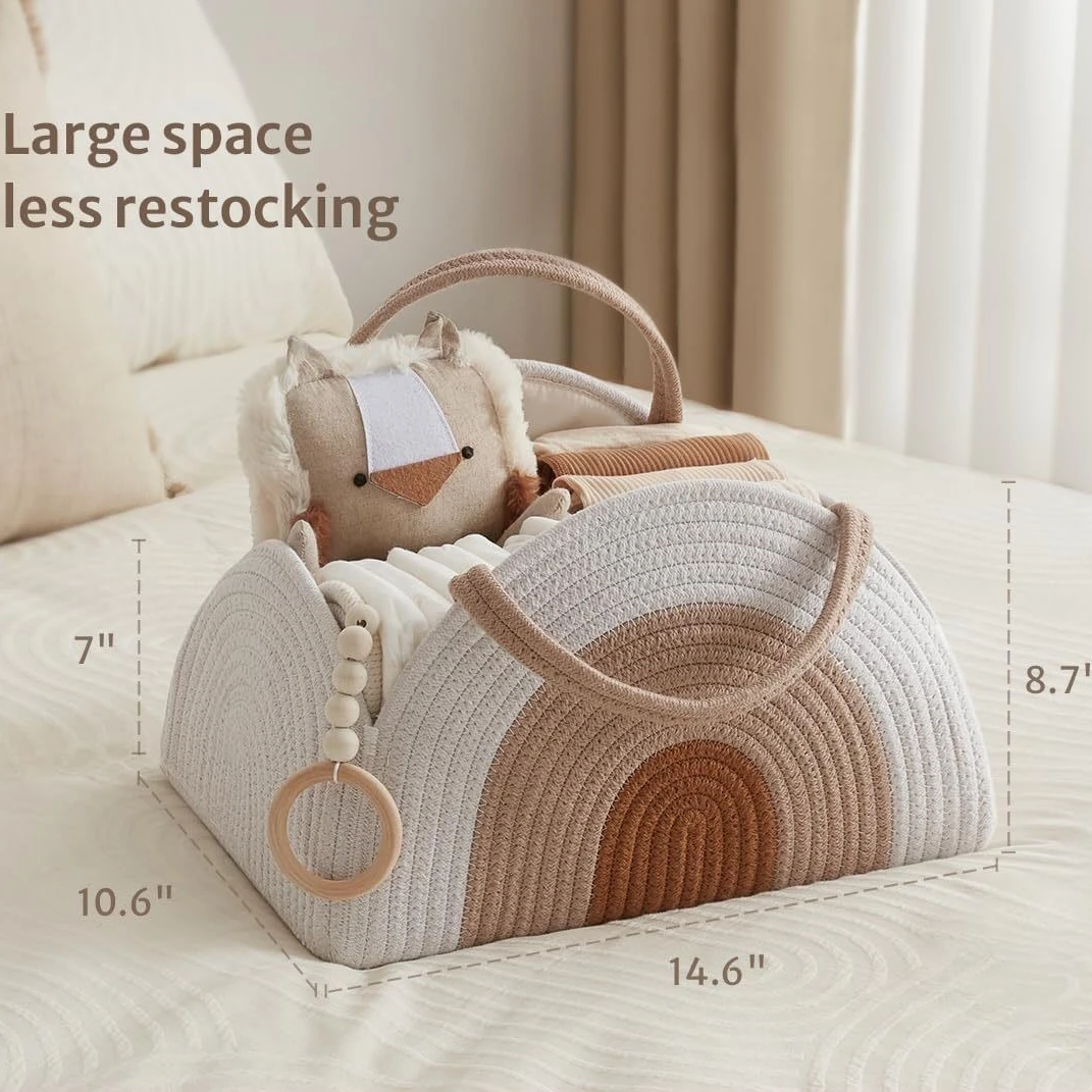 Bolsa de pañales INS cesta tejida gran capacidad para viaje familiar - imagen 3