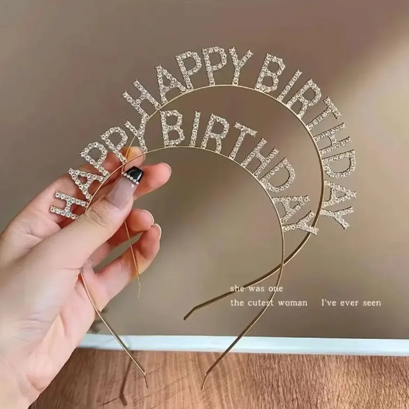 Diademas para el pelo con corona de diamantes de imitación de cristal de feliz cumpleaños para niños y niñas, diadema de aro, Tiaras para fiesta de boda, accesorios de joyas para el cabello - imagen 2