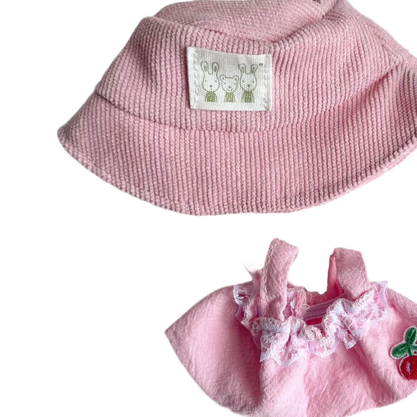 2Pcs Dolls Strap Skirt with Hat Miniature Clothes for 15-17cm Dolls Dress up