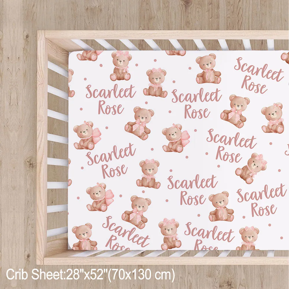 LVYZIHO juego de cama para cuna de bebé con nombre personalizado - imagen 3