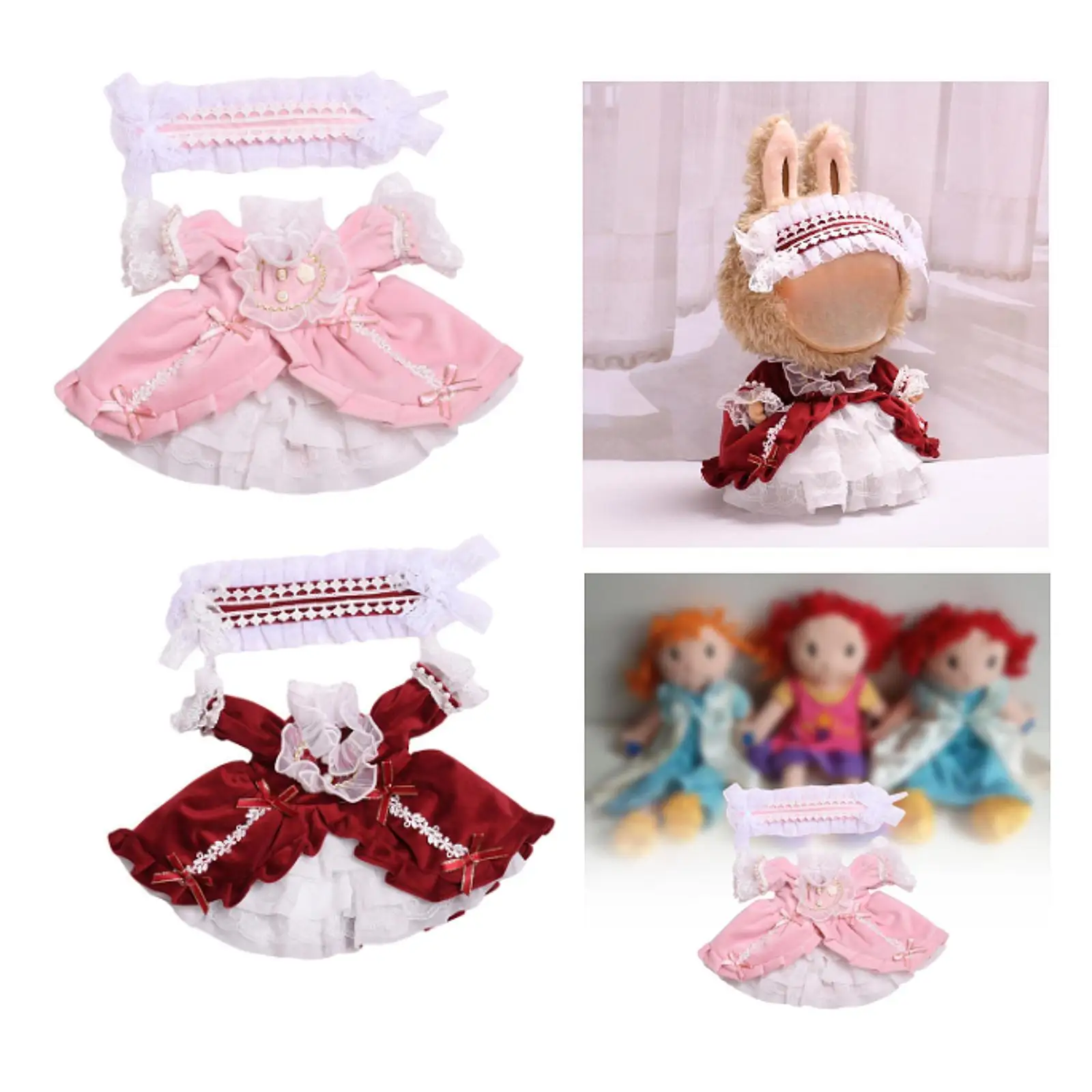 Dress Set with Matching Tiara for 15-inch Dolls, for Special Occasions