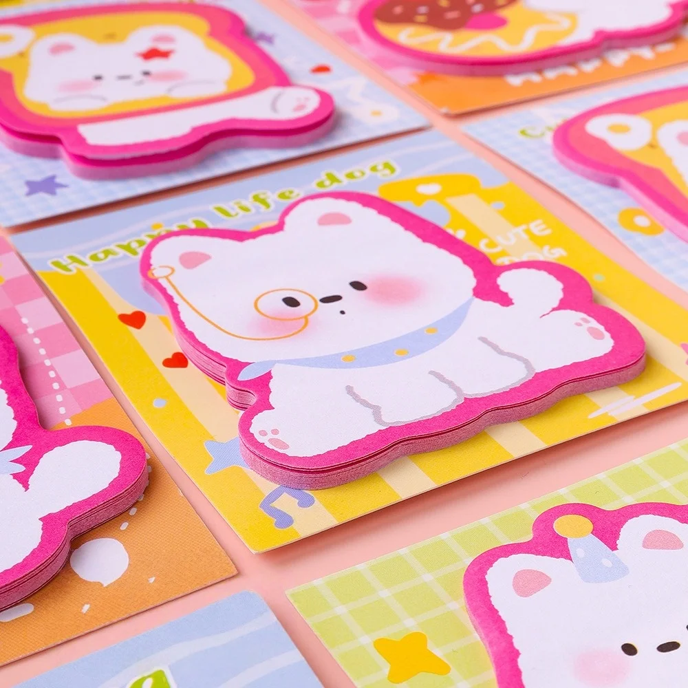 30/120 hojas de pegatinas autoadhesivas de dibujos animados de perros, notas adhesivas, Bloc de notas para estudiantes, papel de papelería para escuela y oficina - imagen 5