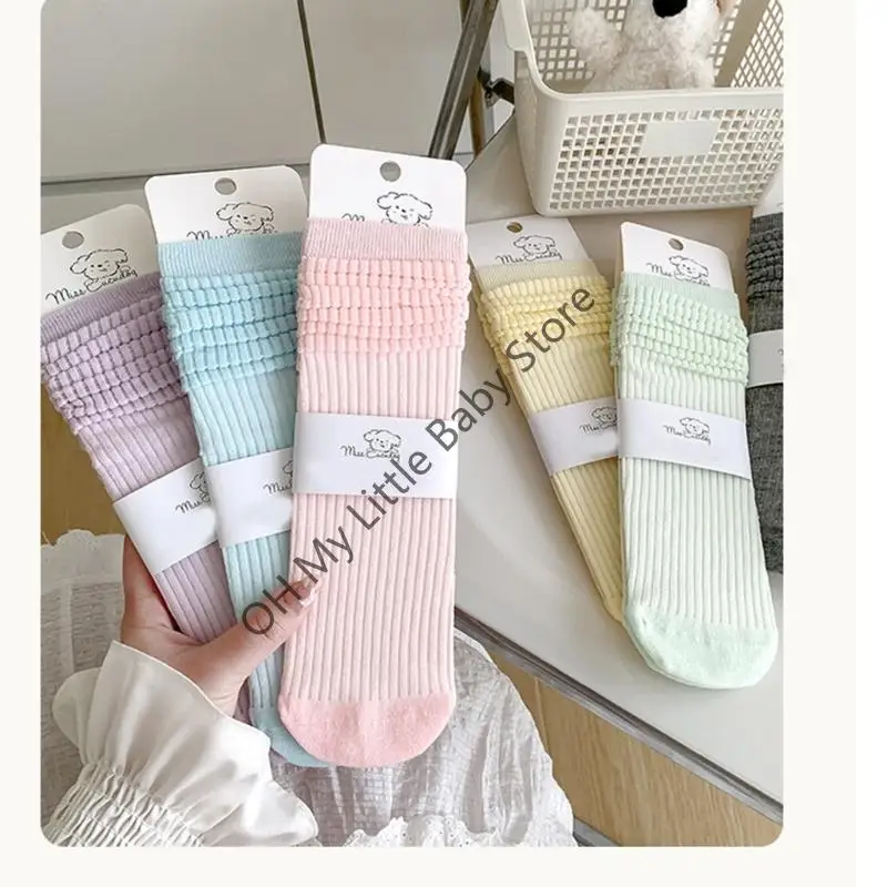 M76C Soft y transpirable Medio Calcetines algodón para niños Diseño color sólido para ropa diaria y ocasión especial - imagen 4